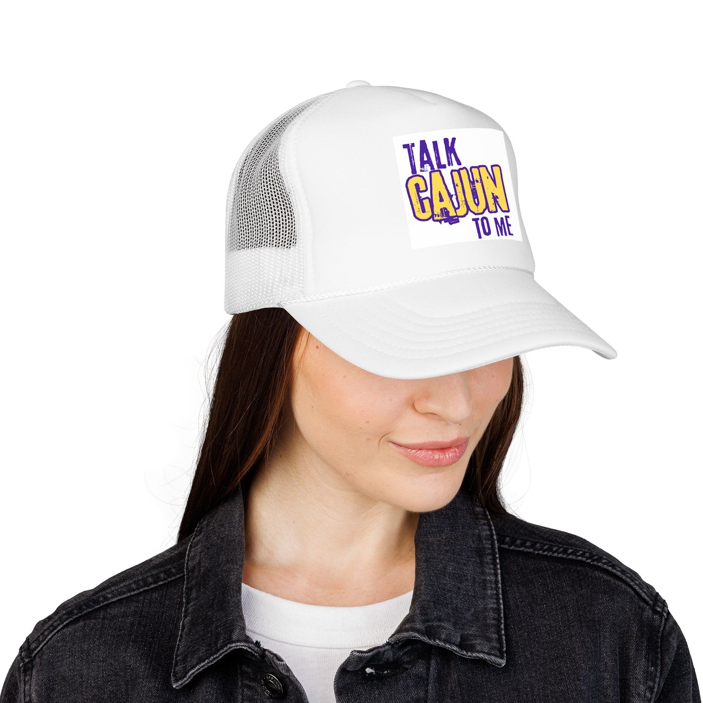 Talk Cajun To Me Trucker Hat — Fun Cajun Phrase Foam Trucker Hat