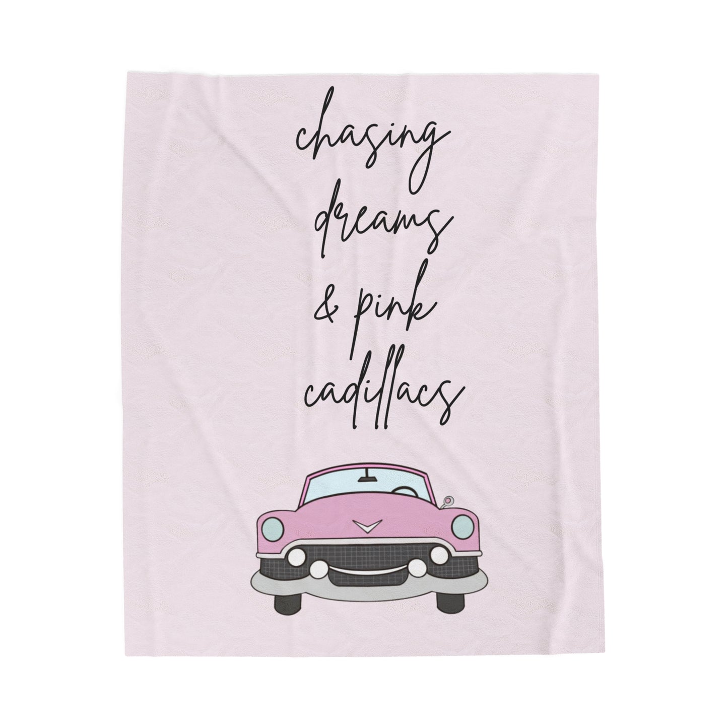 Chasing Dreams Pink Cadillac Velveteen Plush Blanket