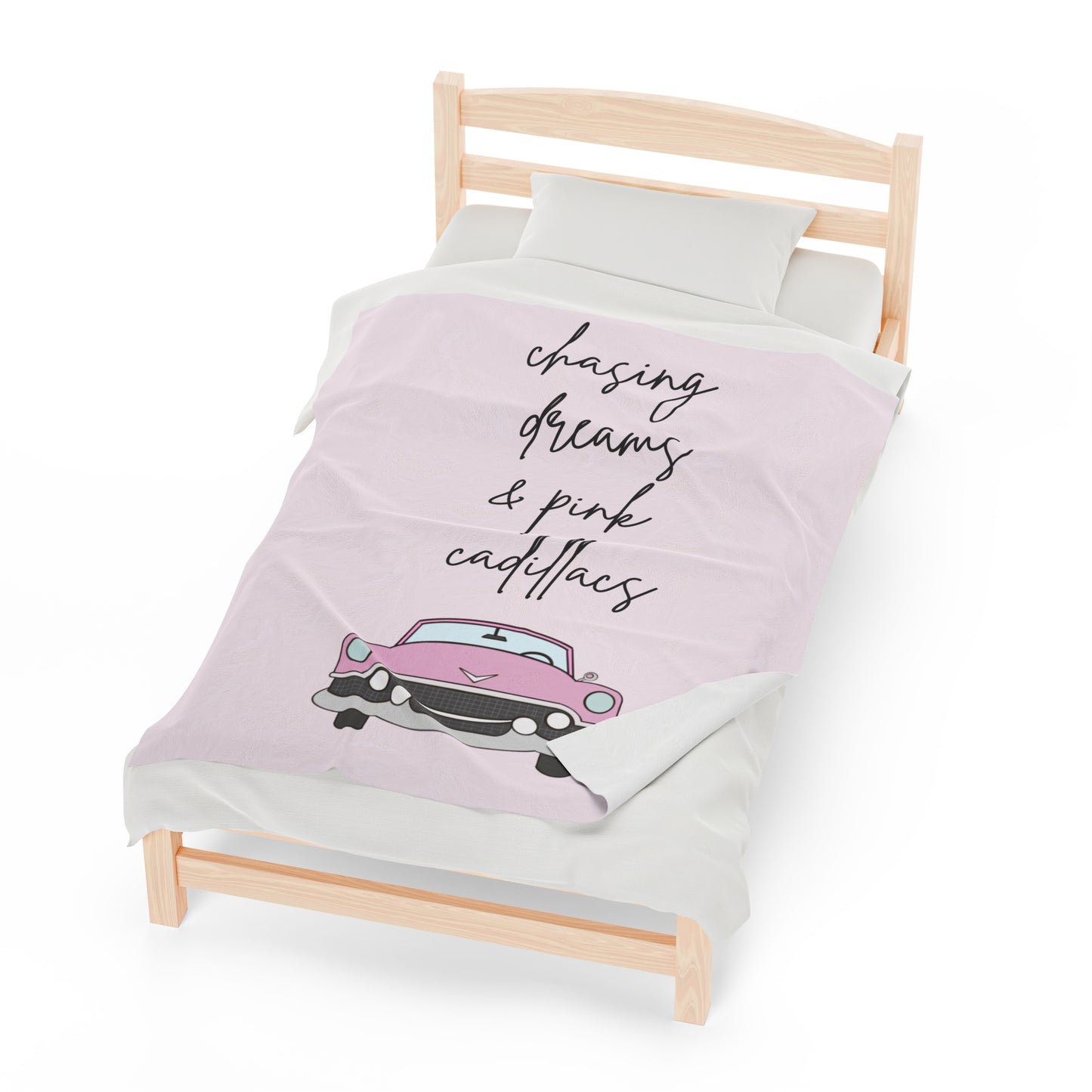 Chasing Dreams Pink Cadillac Velveteen Plush Blanket