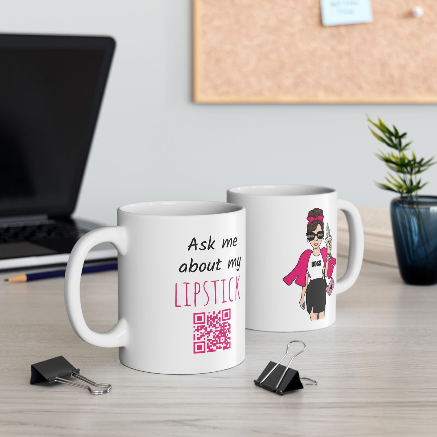 Boss Girl Ceramic Mug with QR Code - 11oz, 15oz