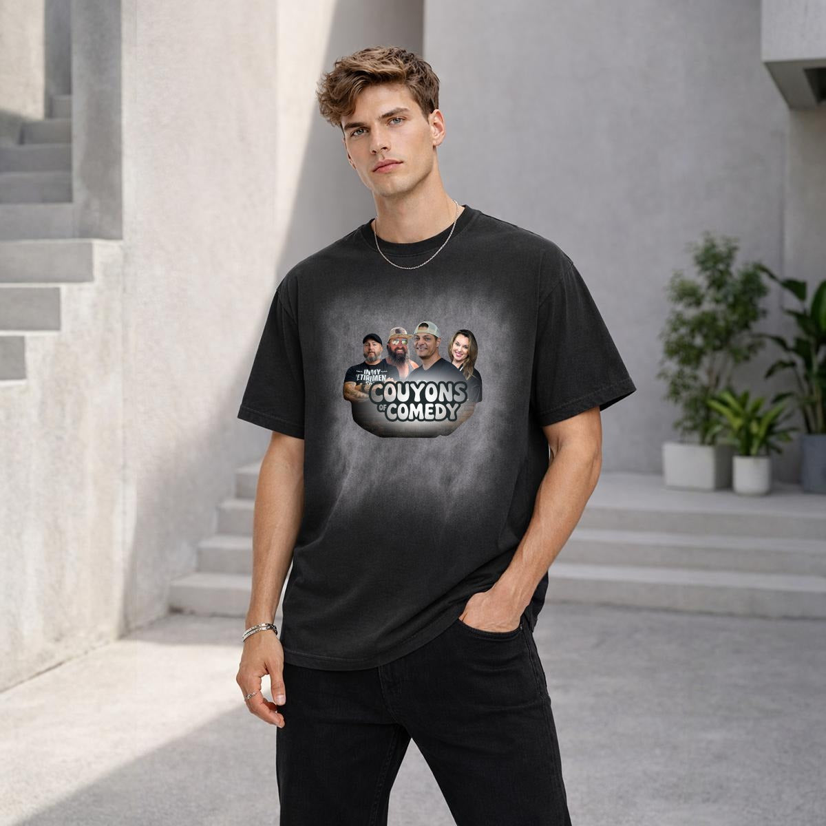 Couyons of Comedy Logo Vintage Washed Boxy T-Shirt|250GSM DTG