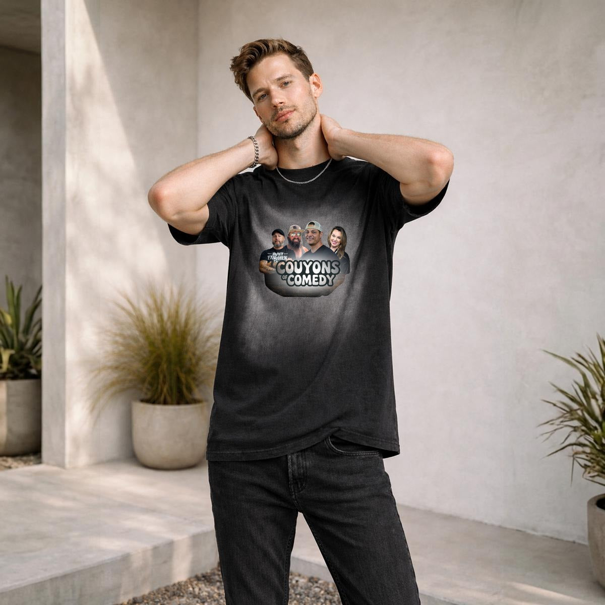 Couyons of Comedy Logo Vintage Washed Boxy T-Shirt|250GSM DTG
