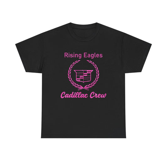 T-Shirt — Rising Eagles Cadillac Crew Graphic Tee (Pink Crest)