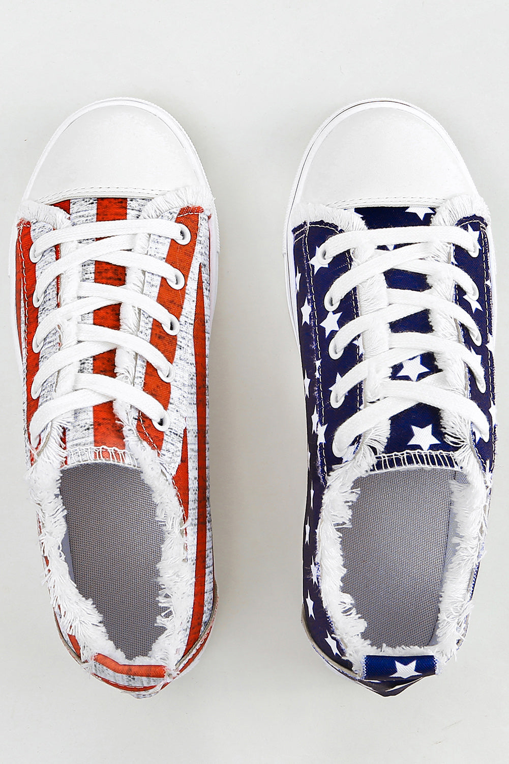 Red & Blue American Flag Lace-up Canvas Flat Shoes